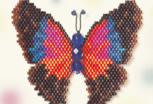 الگوی دوخت پروانه پیکسلی زیبا