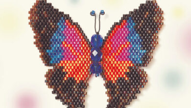 الگوی دوخت پروانه پیکسلی زیبا